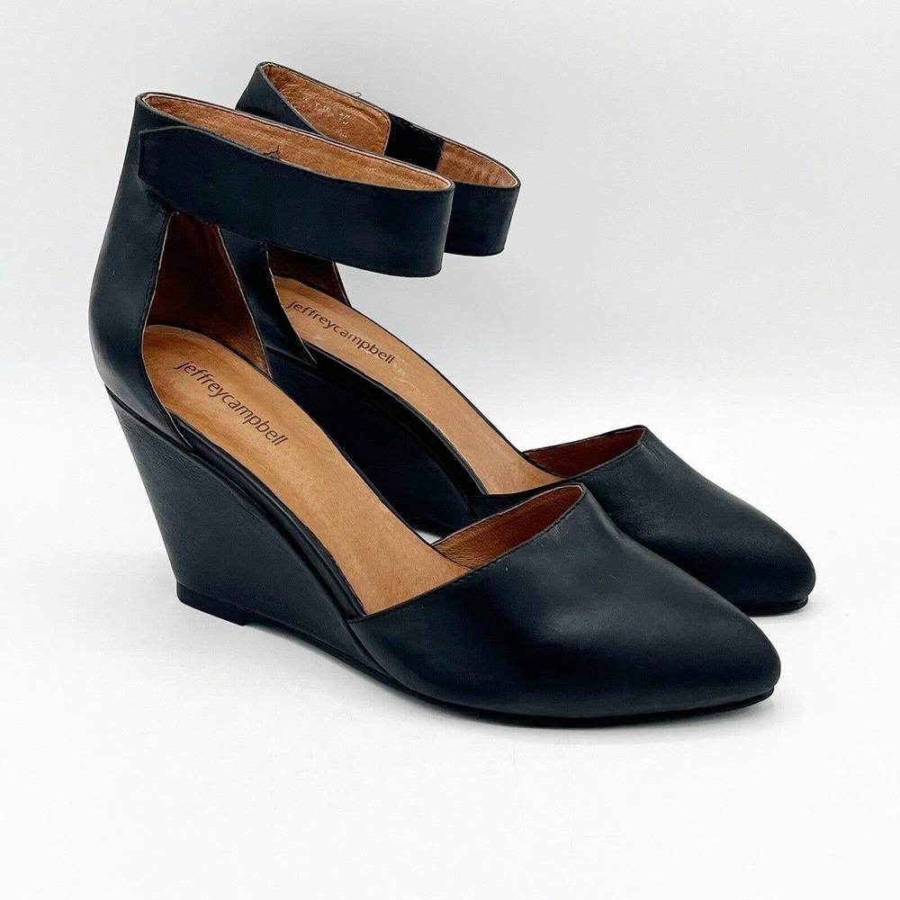 Jeffrey Campbell Tatum Wedge Heel Leather Ankle Strap Shoe